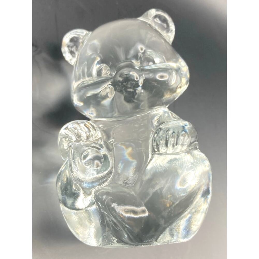 Fenton Clear Glass Art Sitting Bear 3 3/4" Tall Solid Paperweight Decorative
